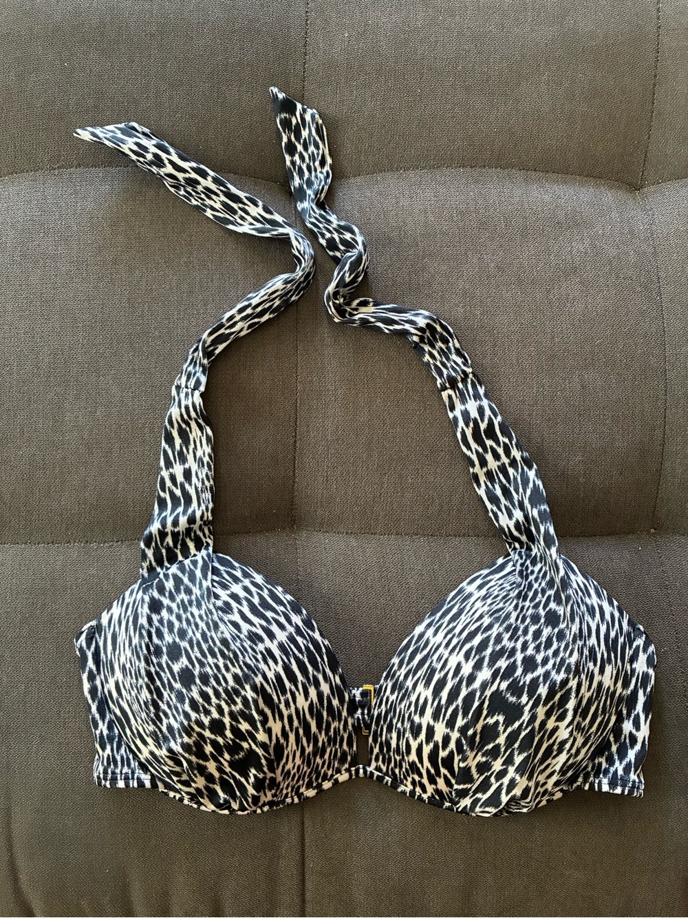 Victoria's Secret Black & White Animal Print Halter Bikini Top
